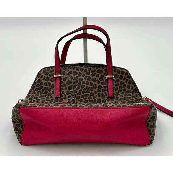 Kate Landry Leopard Print Handbag With Red Accents & Detachable Strap - Picture 4 of 8